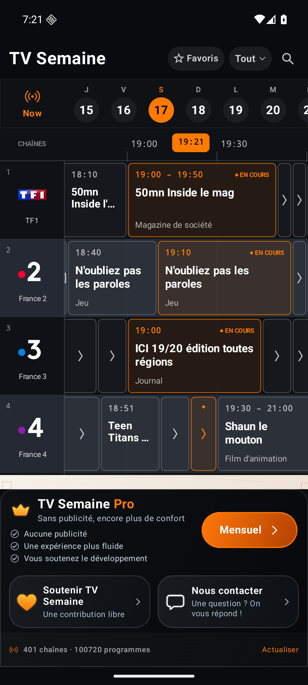 TVSemaine : guide réel des programmes des chaînes de télévision.